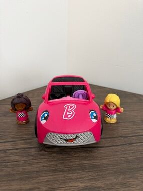Fisher Price Little People Barbie Pink Convertible Sound Works w 2 Figures